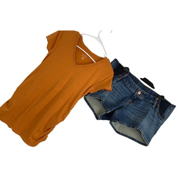 Isabel Maternity Target XS Top & Size 4 Denim Shorts Set Lot REE10503 EUC - Picture 1 of 12